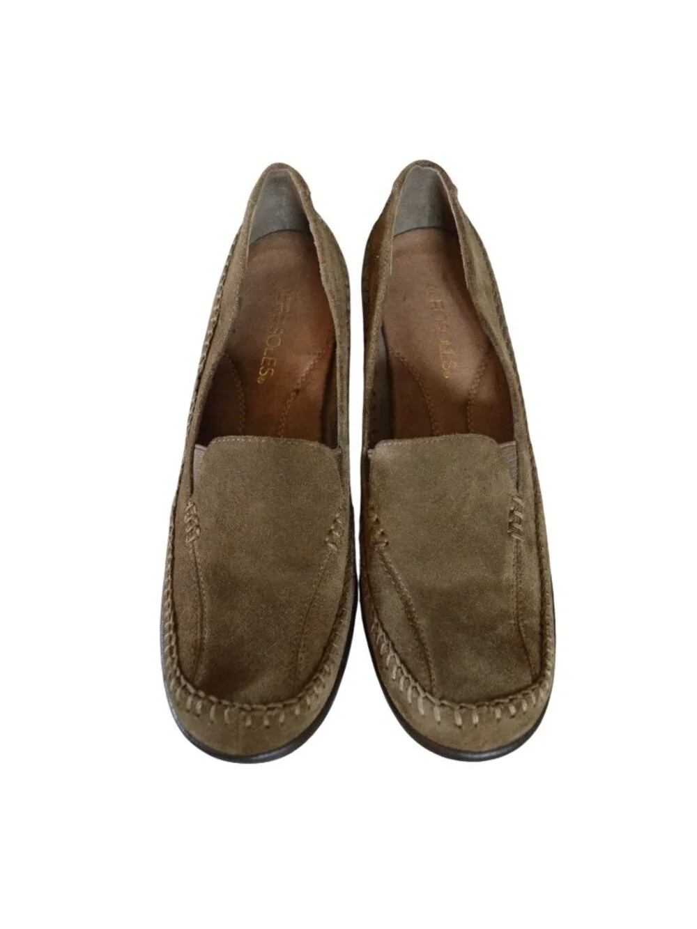 Aerosoles Brown Suede Leather Wedged Loafers Women's Size 8.5 y2k Twee Coquette
